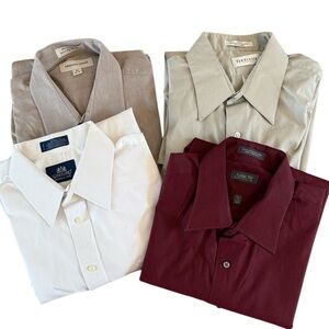 BUNDLE OF 4 MENS LONG SLEEVE SZ 16.5 DRESS SHIRT PRONTO VANHEUSAN ARROW STAFFORD